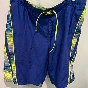 Nike Blue and Neon Yellow Swim Suit Shorts